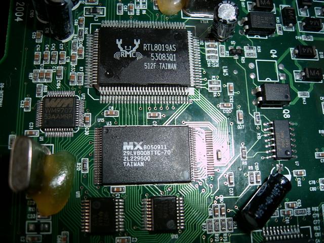 PA1688 based Koncept KTA1010 1-port FXS gateway PCB details with RTL8019AS ethernet chip.