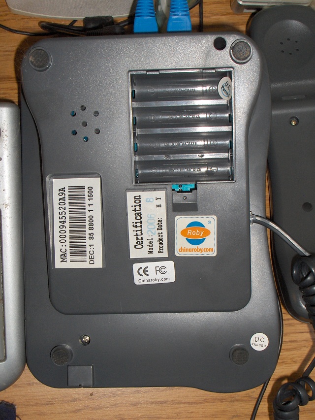 Back of China Roby PB-35 IP phone.