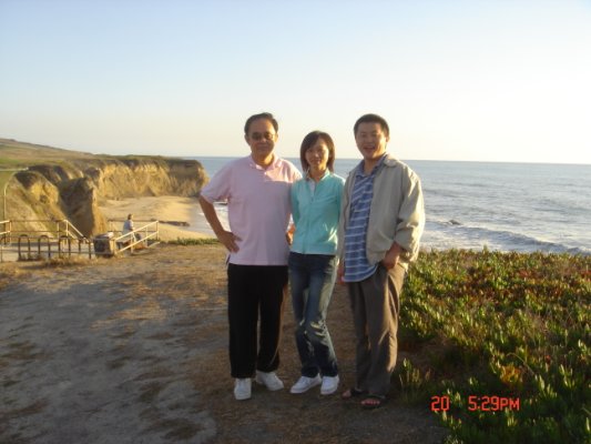 Chi-Shin Wang, Tang Li and me in Half Moon Bay.