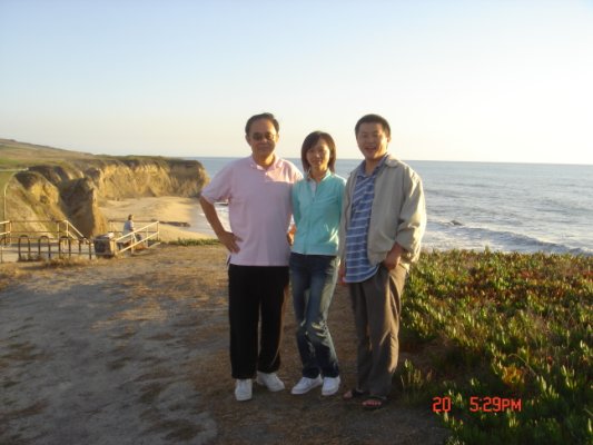 Sep 20, 2007 Dr Wang, Tang Li and me in Half Moon Bay.