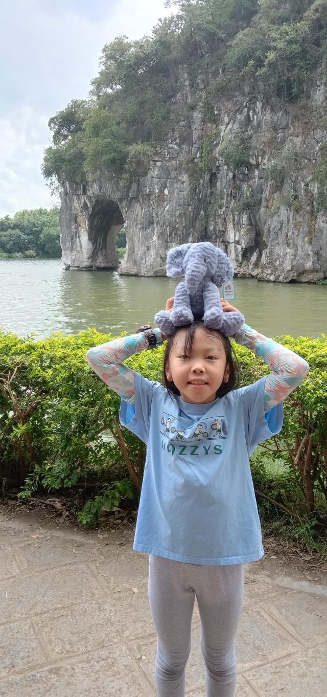 Climb the Elephant Trunk Hill in Guilin with a British elephant toy 640x1363